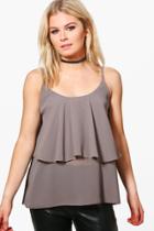Boohoo Willow Woven Tiered Cami Grey
