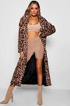 Boohoo Leopard Faux Fur Coat
