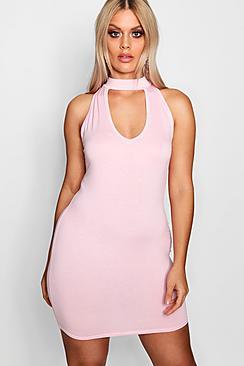 Boohoo Plus Cassie Choker Neck Bodycon Dress