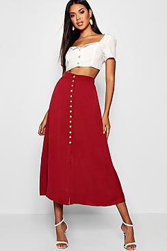 Boohoo Small Button Detail Midi Skirt