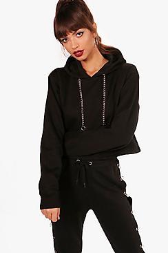 Boohoo Alice Metal Chain Drawcord Hoody
