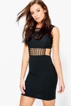 Boohoo Taja Lace Bodycon Tab Side Dress Black