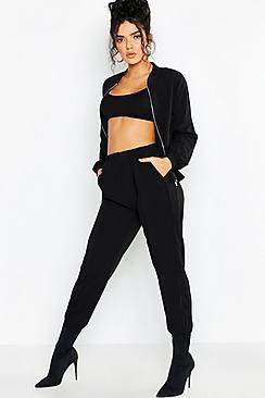 Boohoo Piping Detail Herringbone Tapered Jogger