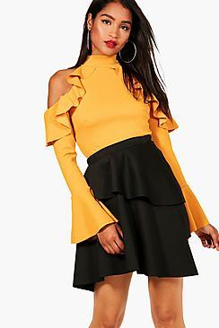 Boohoo Gabriella Frill Sleeve Choker Body