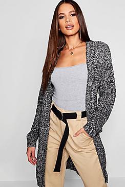 Boohoo Tall Marl Knit Edge To Edge Cardigan