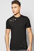 Boohoo Distressed Extreme Muscle Fit Man T-shirt Black