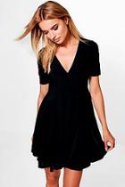 Boohoo Ayra Slinky Wrap Skater Dress