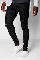 Boohoo Black Super Skinny Fit Jeans With Extreme Distressing