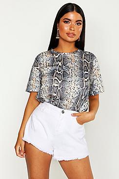 Boohoo Petite Tonal Snake Print T-shirt