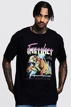 Boohoo Fearless Instinct Oversized Print T-shirt