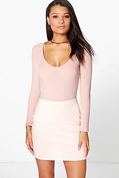 Boohoo Elva Ponte Basic Mini Skirt