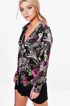 Boohoo Sophie Satin Floral Paisely Night Shirt