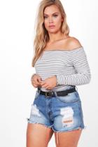 Boohoo Plus Poppy Off The Shoulder Ribbed Top Multi