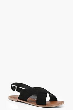 Boohoo Maya Cross Strap Suede Sandals