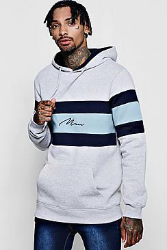 Boohoo Colour Block Man Signature Panel Hoodie