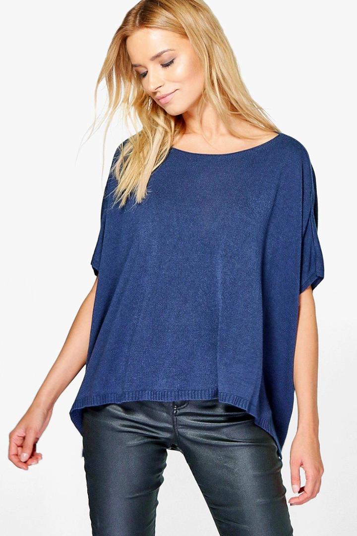 Boohoo Maddison Batwing Oversized Jumper Navy