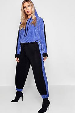 Boohoo Plus Contrast Glitter Jogger