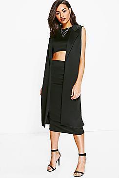 Boohoo Daisy 3 Piece Crop Skirt & Duster Co-ord