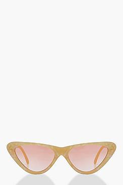 Boohoo Pearlescent Frame Slim Cat Eye Sunglasses