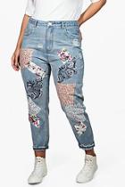 Boohoo Plus Sadie Patchwork Print Skinny Jean