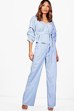 Boohoo Joy Stripe Wide Leg Trouser