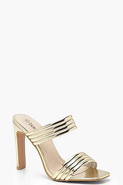 Boohoo Metallic Double Band Flat Heel Mules