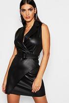 Boohoo Pu Wrap Belted Blazer Dress