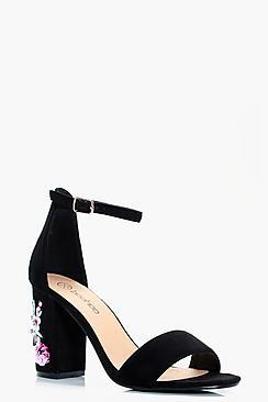 Boohoo Clara Wide Fit Embellished Block Heel 2 Parts