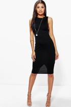 Boohoo Lucy Low Cut Side Midi Bodycon Dress Black