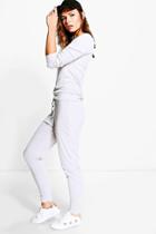 Boohoo Lucy Rib Knit Jogger Loungewear Set Grey