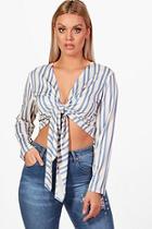 Boohoo Plus Dani Stripe Wrap Top