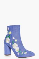 Boohoo Heidi Denim Embroidered Ankle Boot Blue