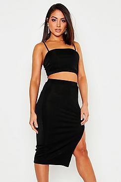Boohoo Thigh Split Midi Skirt