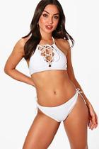 Boohoo Madrid Eyelet Crop Bikini