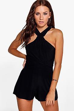 Boohoo Kia Cross Over Drape Playsuit