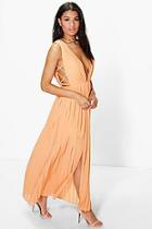 Boohoo Boutique Tama Pleated Strappy Side Maxi Dress