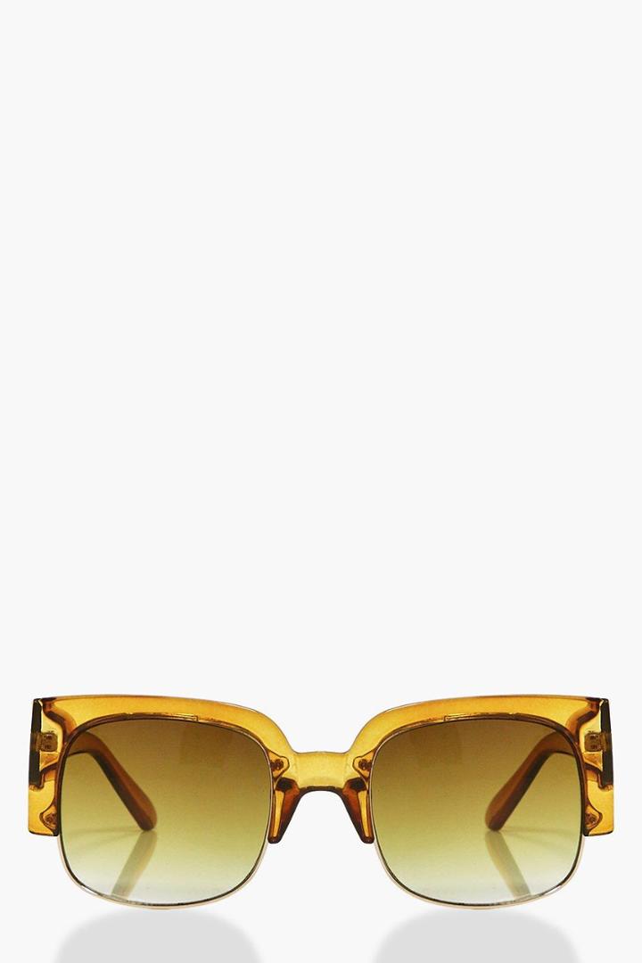 Boohoo Felicity Oversized Cut Out Brown Sunglasses Brown
