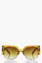 Boohoo Felicity Oversized Cut Out Brown Sunglasses Brown