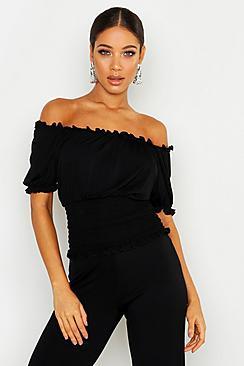 Boohoo Gypsy Top With Shirring