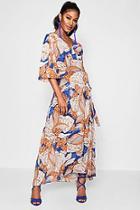 Boohoo Santini Bright Floral Wrap Front Maxi Dress