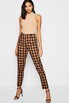 Boohoo Woven Check Print Tapered Trouser