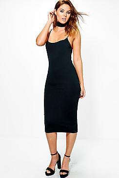 Boohoo Kat Tassel Detail Choker Midi Bodycon Dress