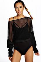 Boohoo Nancy Slash Neck Mesh Running Sweat