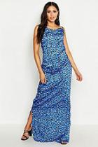 Boohoo Tall Strappy Cowl Leopard Print Beach Maxi Dress