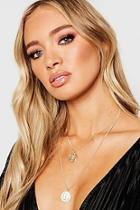 Boohoo Vintage Look Double Coin Layered Necklace