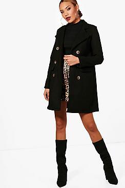 Boohoo Emily Double Breasted Wool Look Coat