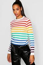 Boohoo Tall Rainbow Stripe Jumper