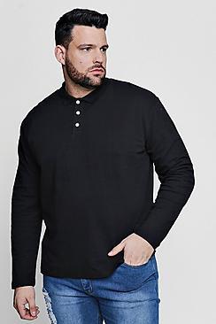 Boohoo Big And Tall Long Sleeve Pique Polo