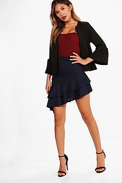 Boohoo Maddison Frill Asymmetric Midi Skirt