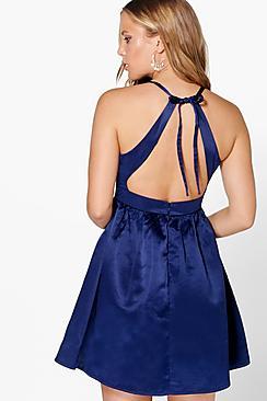 Boohoo Sirenne Sateen Open Back Detail Prom Dress
